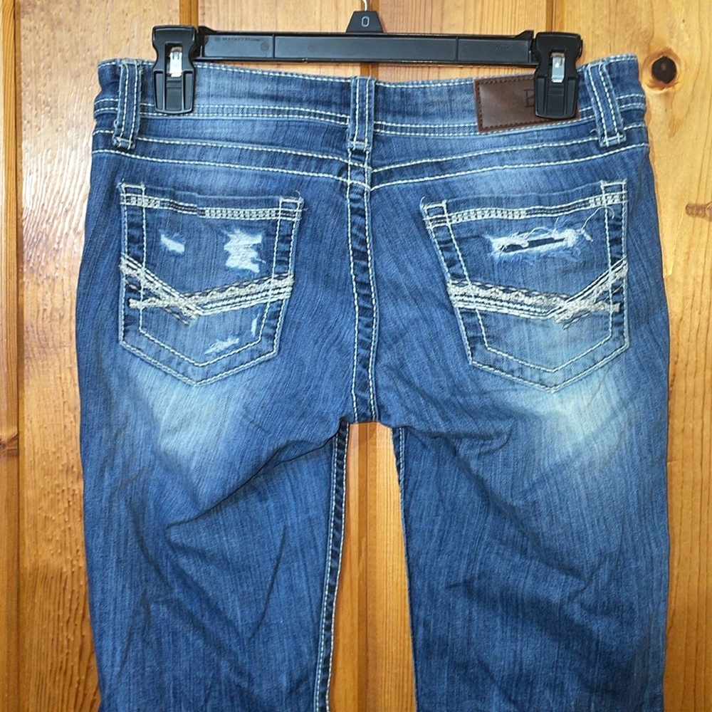 BKE denim Stella distressed jeans bootcut size 26x31 1/2 lighter western country - Picture 7 of 11
